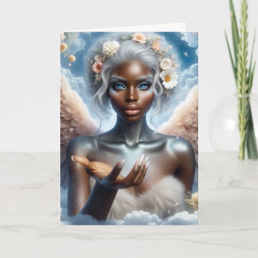 美しいアフリカ系アメリカ人エンジェル・エテリア カード (正面)