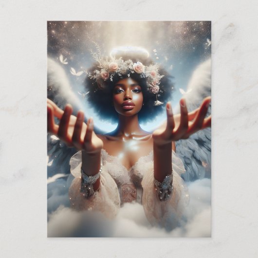 美しいアフリカ系アメリカ人エンジェル・エテリア ポストカード (正面)