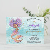 美しいアフリカ系アメリカ人マーメイド誕生日 招待状 (スタンド正面)