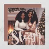 美しいアフリカ系アメリカ人女性が輝くインクルーシブなホリデーシーズン シーズンカード (正面/裏面)