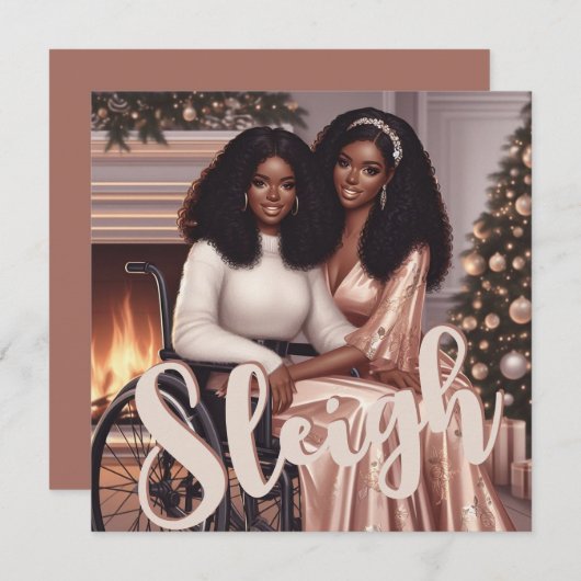 美しいアフリカ系アメリカ人女性が輝くインクルーシブなホリデーシーズン シーズンカード (正面/裏面)