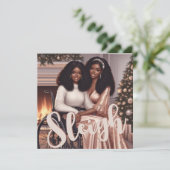 美しいアフリカ系アメリカ人女性が輝くインクルーシブなホリデーシーズン シーズンカード (スタンド正面)