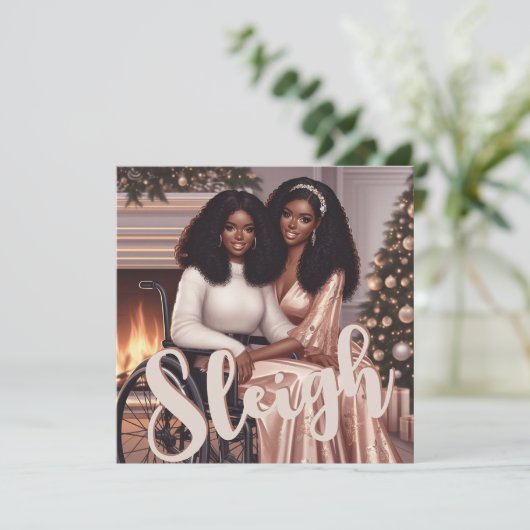 美しいアフリカ系アメリカ人女性が輝くインクルーシブなホリデーシーズン シーズンカード (スタンド正面)