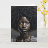 美しいアフリカ系アメリカ人女性アイ空白のアート カード (黄色い花)