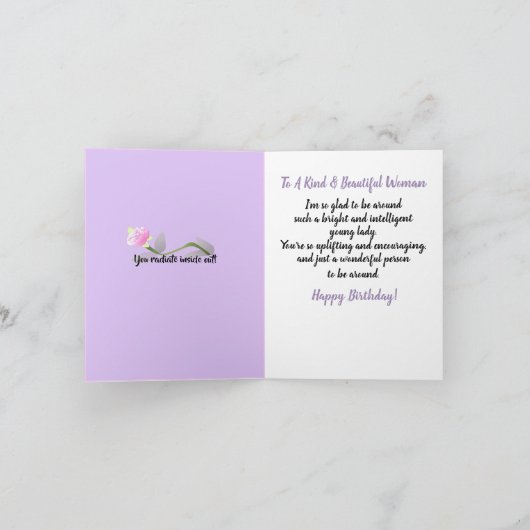 美しいアフリカ系アメリカ人女性誕生日 サンキューカード (内部)