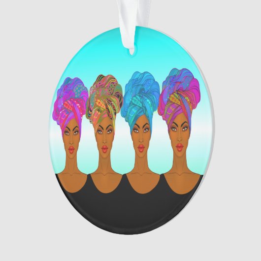 美しいアフリカ系アメリカ人女性 オーナメント (正面)