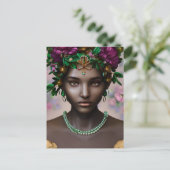 美しいアフリカ系アメリカ人女性(花) ポストカード (スタンド正面)