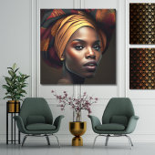 美しいアフリカ系アメリカ人華美女性ヘッドラップ キャンバスプリント