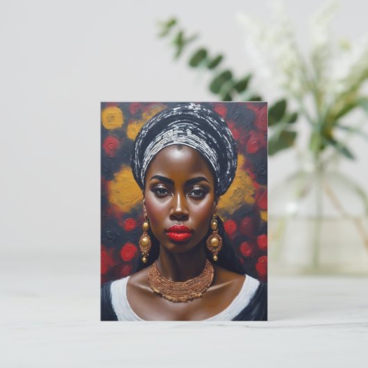美しいアフリカ黒人女性絵画ズ ポストカード (スタンド正面)