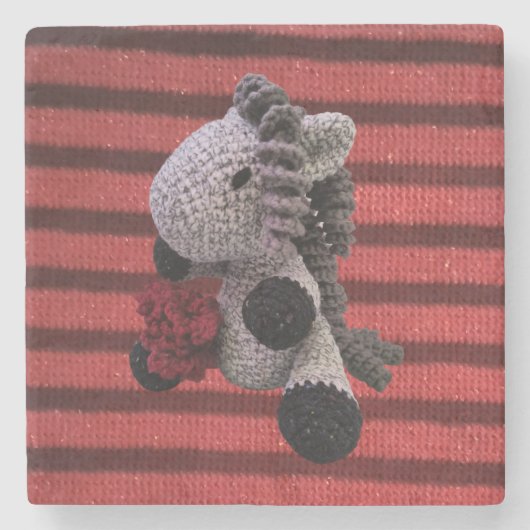 美しいアミグルミクロシェ馬コースター ストーンコースター (正面)