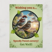 美しいアメリカツグミ　回復祝いポストカード ポストカード (正面)