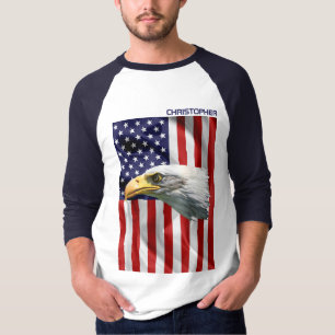 美しいアメリカワシ、米国国旗、愛国心 Tシャツ