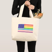 美しいアメリカ国旗 ラージトートバッグ (正面(商品))