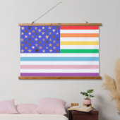 美しいアメリカ国旗 吊り下げ型タペストリー (寝室)