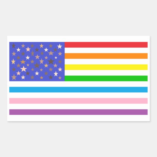 美しいアメリカ国旗 長方形シール (正面)