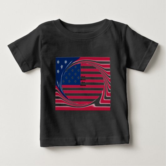 美しいアメリカ国旗God Bless Our Home ベビーTシャツ (正面)