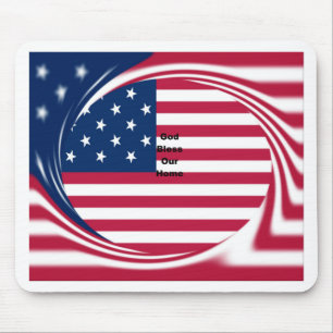 美しいアメリカ国旗God Bless Our Home マウスパッド