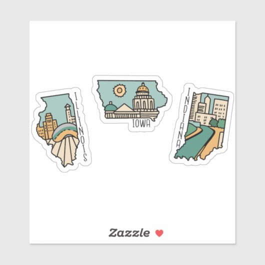 美しいアメリカ州風景はがきセット シール (シート)