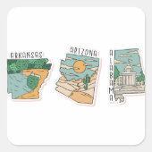 美しいアメリカ州風景はがきセット スクエアシール (正面)