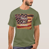 美しいアメリカ オリーブ愛国ハート柄メンズTシャツ Tシャツ (正面)