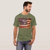 美しいアメリカ オリーブ愛国ハート柄メンズTシャツ Tシャツ (正面フル)