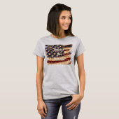 美しいアメリカ グレー 愛国的な女性用Tシャツ Tシャツ (正面フル)