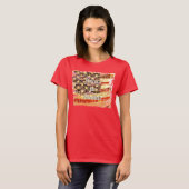 美しいアメリカ 赤色 愛国的な女性用Tシャツ Tシャツ (正面フル)
