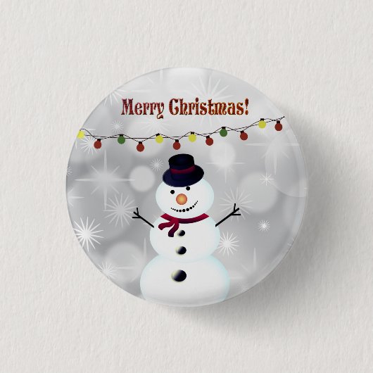 美しいアメージングクリスマス雪だるま 缶バッジ (正面)