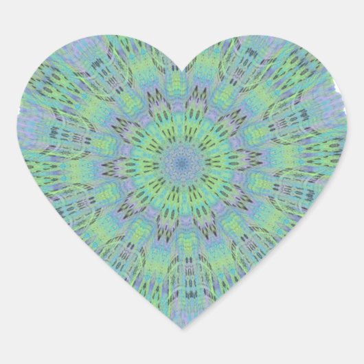 美しいアメージングクールグリーンフローラルパターンデザイン ハートシール (正面)