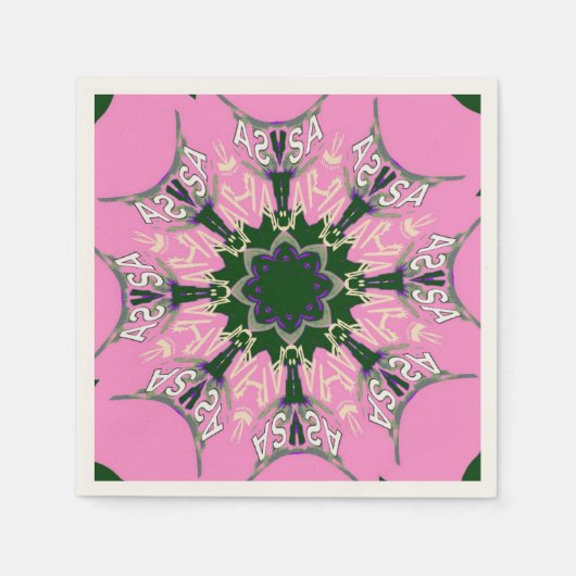 美しいアメージングUSAベビーピンクモノグラムアート スタンダードカクテルナプキン (正面)