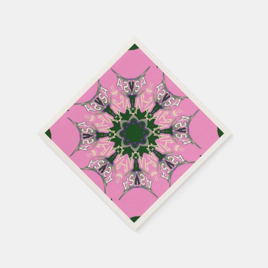 美しいアメージングUSAベビーピンクモノグラムアート スタンダードカクテルナプキン (角)