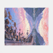 美しいアラスカの風景 フリースブランケット (正面(横))