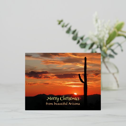 美しいアリゾナのメリークリスマス 箔シーズンポストカード (立ち正面)