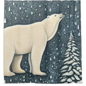 美しいアルティックポーラーベア シャワーカーテン (正面)