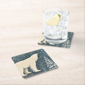 美しいアルティックポーラーベア スクエアペーパーコースター (インサイチュ)