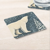 美しいアルティックポーラーベア スクエアペーパーコースター (アングル)