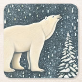 美しいアルティックポーラーベア スクエアペーパーコースター (正面)