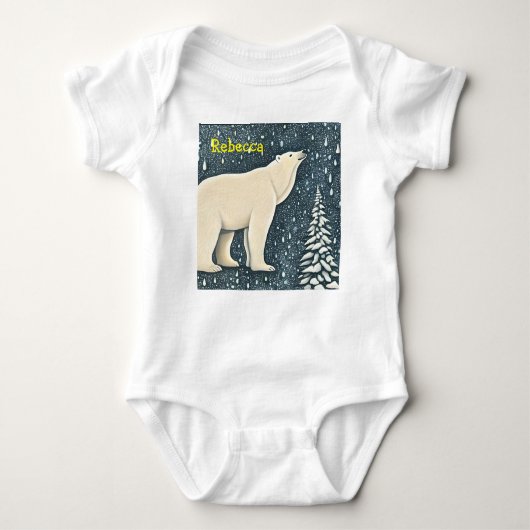 美しいアルティックポーラーベア ベビーボディスーツ (正面)