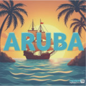 美しいアルバの夕日 シール (正面)