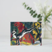 美しいアンティークオイル塗装3匹の猫 ポストカード (スタンド正面)