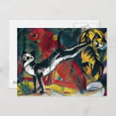 美しいアンティークオイル塗装3匹の猫 ポストカード (正面/裏面)