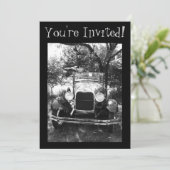 美しいアンティークカーフォト招待状 招待状 (スタンド正面)