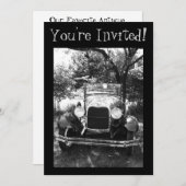 美しいアンティークカーフォト招待状 招待状 (正面/裏面)