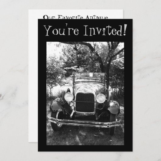 美しいアンティークカーフォト招待状 招待状 (正面/裏面)
