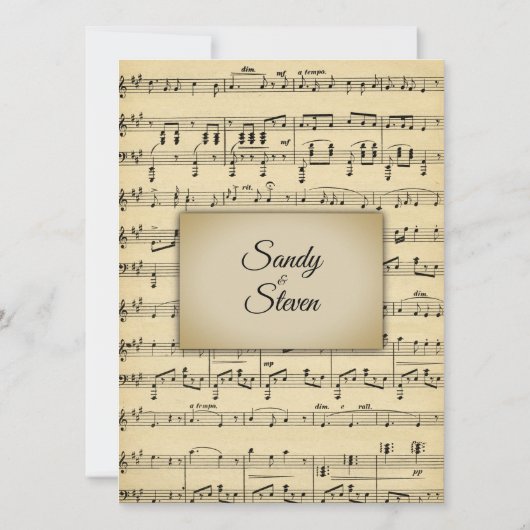 美しいアンティークシート音楽テーマ結婚ズ 招待状 (裏面)