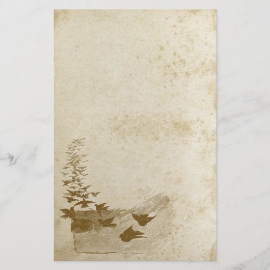 美しいアンティークステンドバードステーショナリー紙 便箋 (正面)