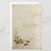 美しいアンティークステンドバードステーショナリー紙 便箋 (正面/裏面)