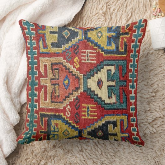 美しいアンティークトバルキリムスタイルラグデザイン クッション (ブランケット)
