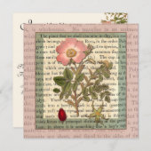 美しいアンティークバラガーデンパーティーヴィンテージ 招待状 (正面/裏面)