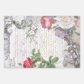美しいアンティークフローラエフェメラデクページ ラッピングペーパーシート (正面3)